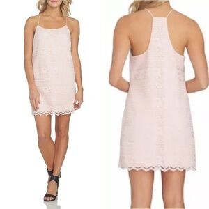 1. STATE Lace Sleeveless Shift Dress Pale Pink Spaghetti Straps Razorback Sz S
